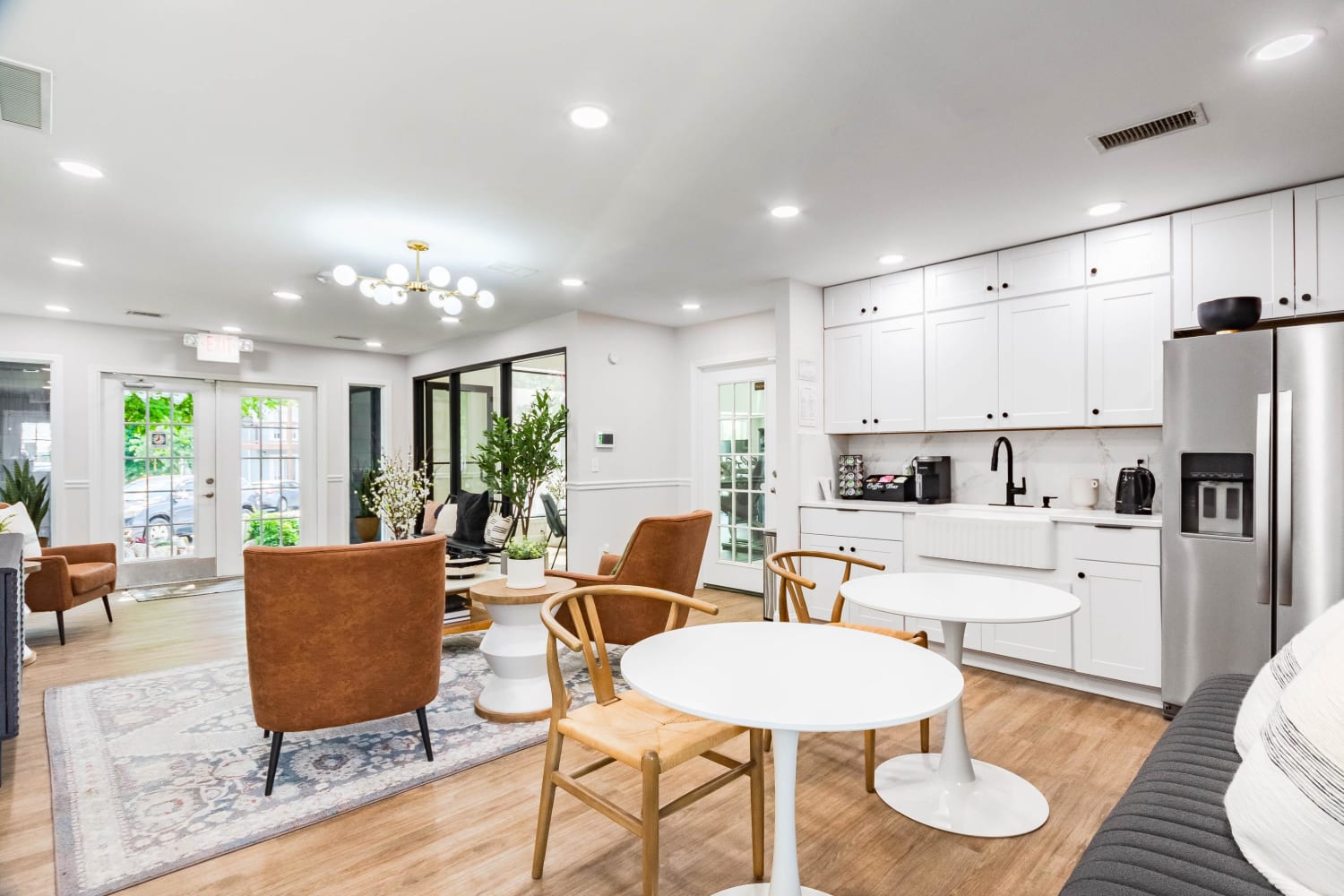 Renovated Nashville clubhouse kitchen and seating area.